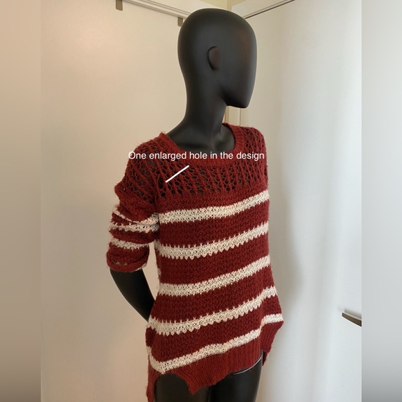 Orange and white stripped Fall Sweater - Picture 2 of 6